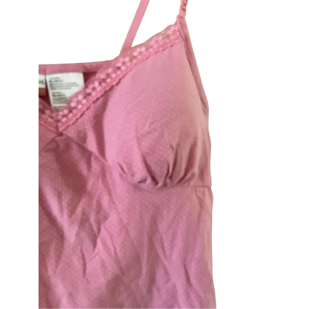 Axcess Juniors XL Pink Polka Dot Lace Cami Top Y2K Vintage Sleeveless - Picture 3 of 5